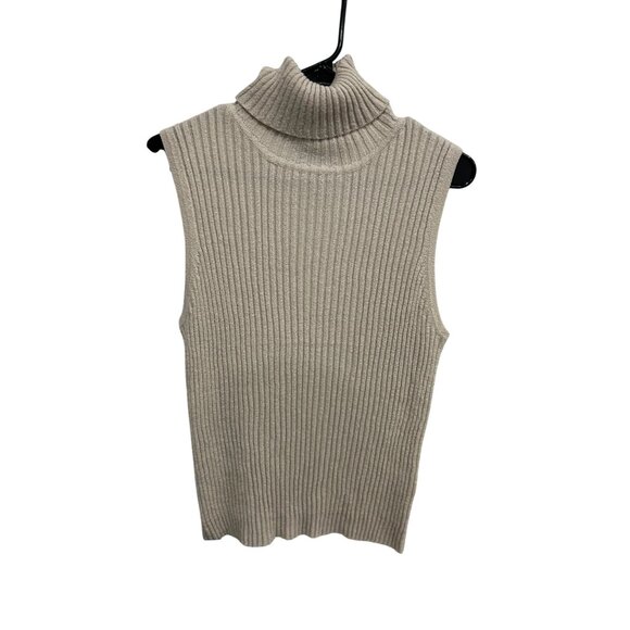 Reitmans Ribbed Turtleneck Sleeveless Sweater Vest Beige Sz XL Cozy Neutral - Picture 1 of 10